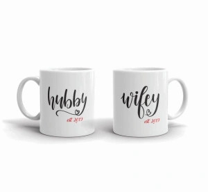 Set 2 cani personalizate Hubby Wifey - Img 2