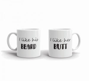 Set 2 cani personalizate I like her butt I like his beard - Img 4
