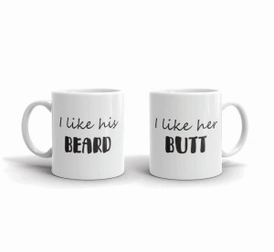 Set 2 cani personalizate I like her butt I like his beard - Img 4