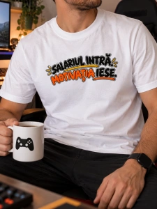 Tricou personalizat Salariul intră, motivația iese - Img 2