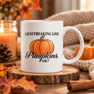 Cana personalizata I just freaking love pumpkins - Img 2
