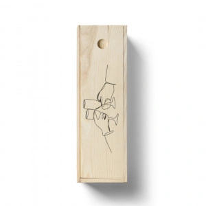 Cutie personalizata din lemn pentru vin Desen pahare line art - Img 2