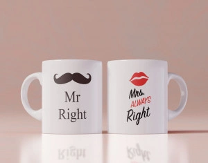 Set 2 cani personalizate Mr Right and Mrs Always Right 2