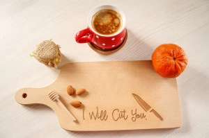 Tocator lemn clasic personalizat I will cut you - Img 2