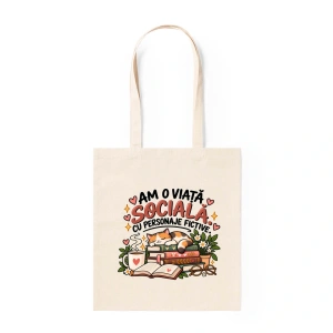 Tote Bag Personalizat Am o Viață Socială. Cu Personaje Fictive.