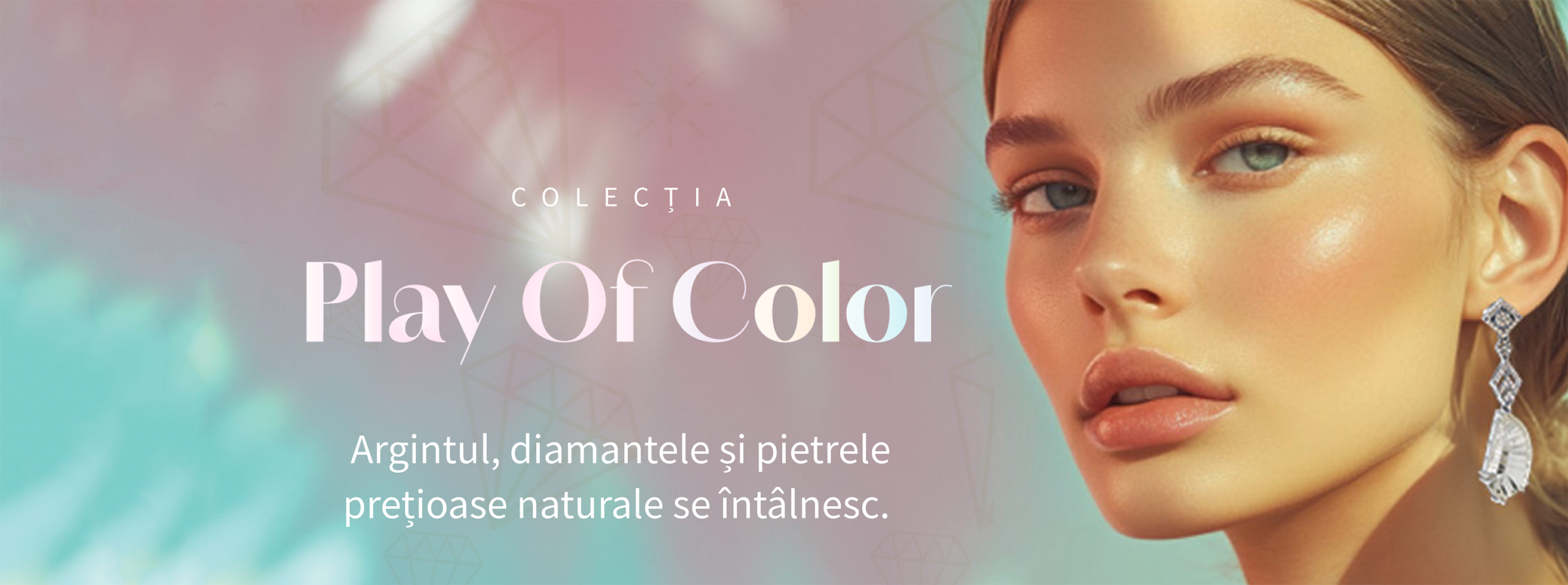 bijuterii din argint 925 ornate cu diamante naturale și pietre prețioase colectia play of color