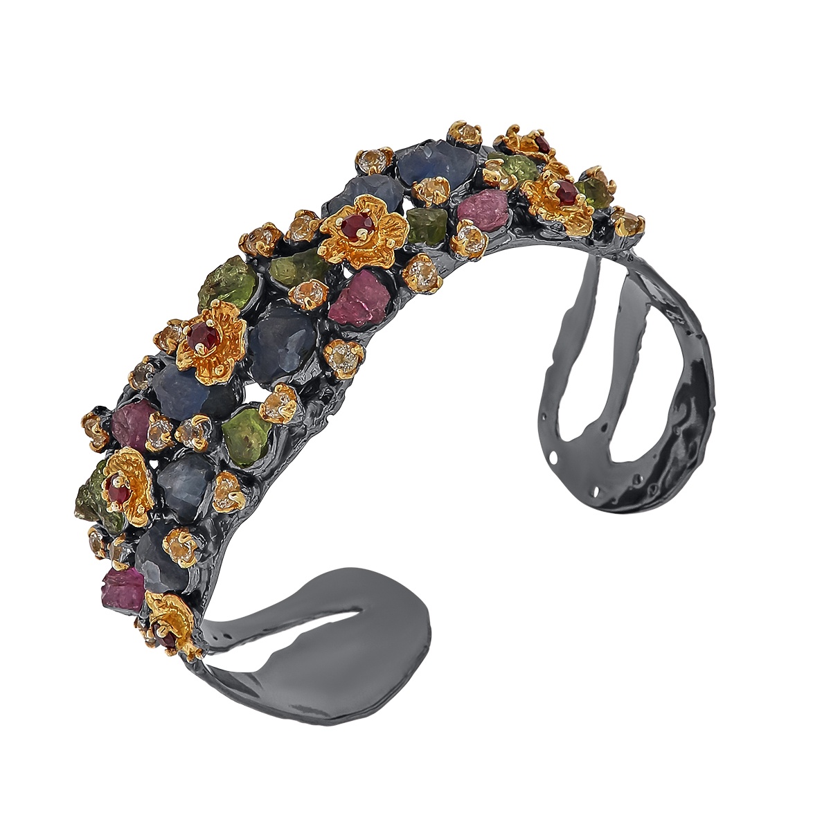 Bratara din argint cu safir, peridot, topaz si granat - 2 | YEO