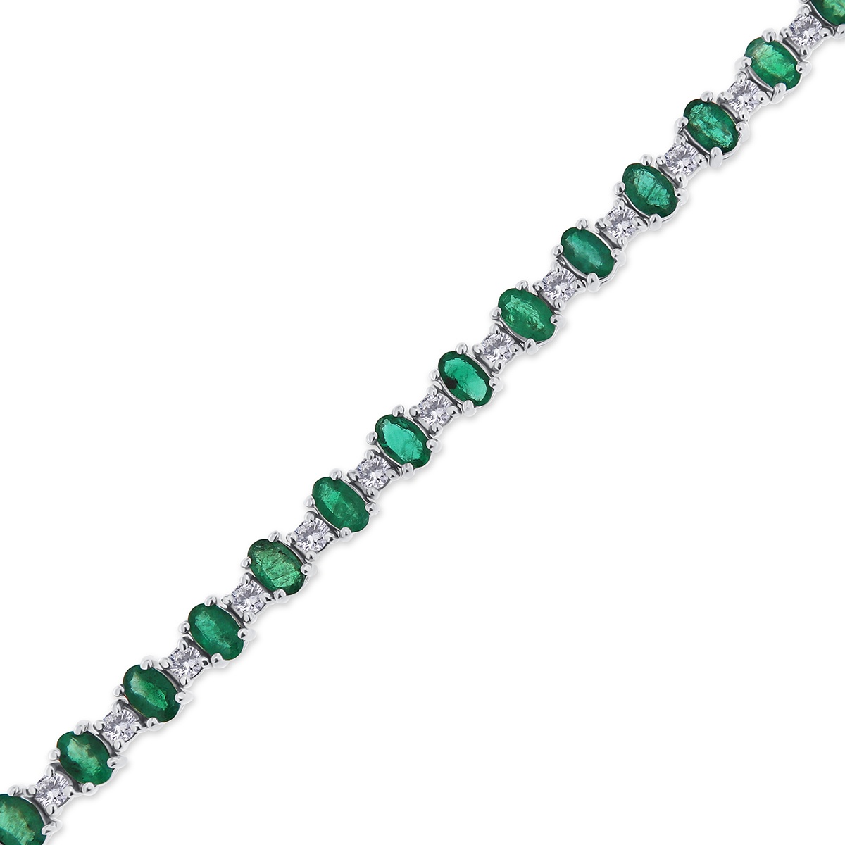 Bratara din aur alb de 14k cu smaralde naturale de 4.70 ct si diamante naturale de 1.80 ct - 2 | YEO
