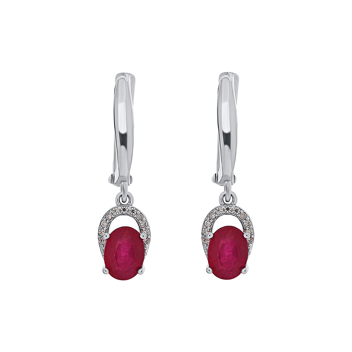 Cercei din argint cu rubin și cubic zirconia