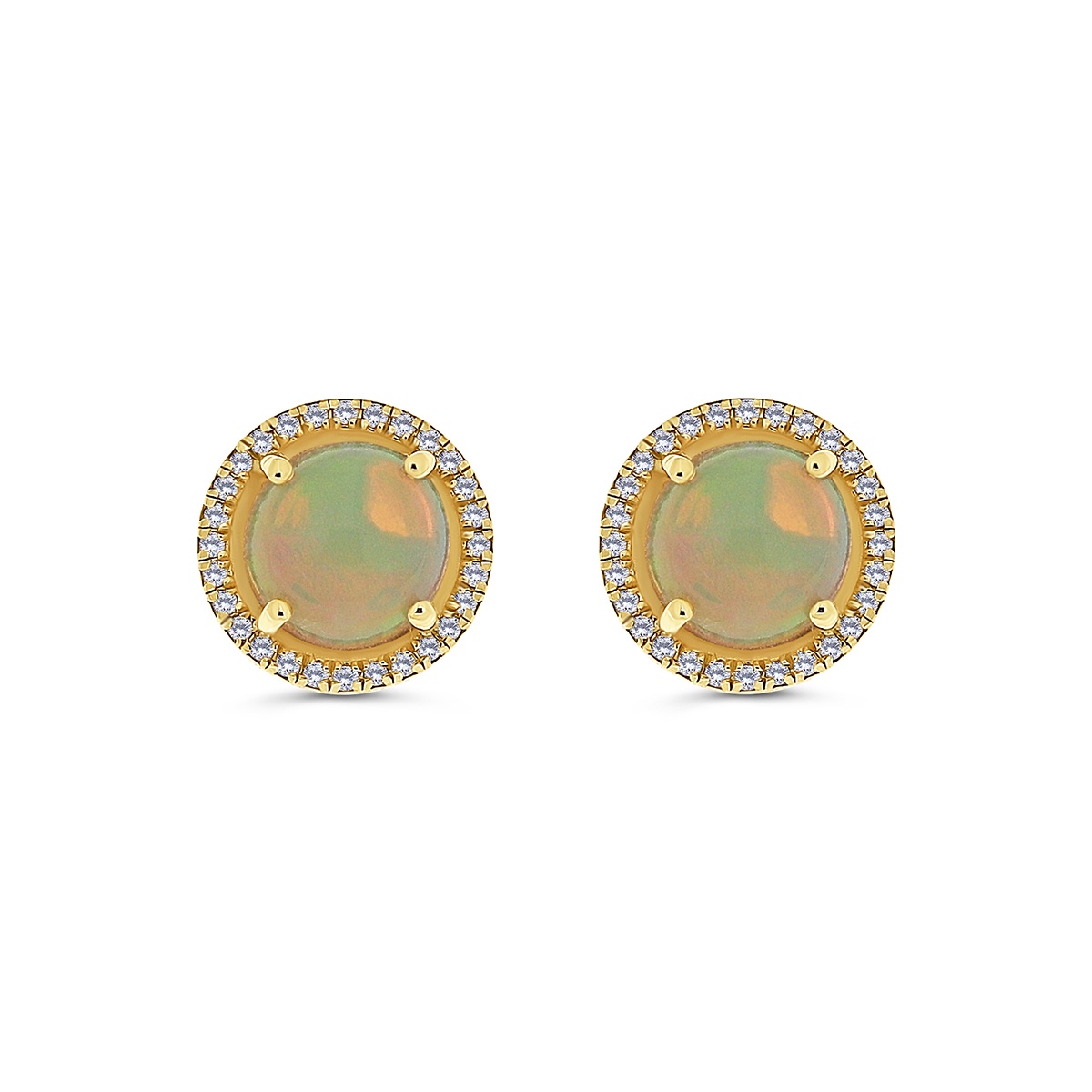 Cercei din aur de 14k cu opale naturale de 3.24 ct și diamante naturale de 0.20 ct