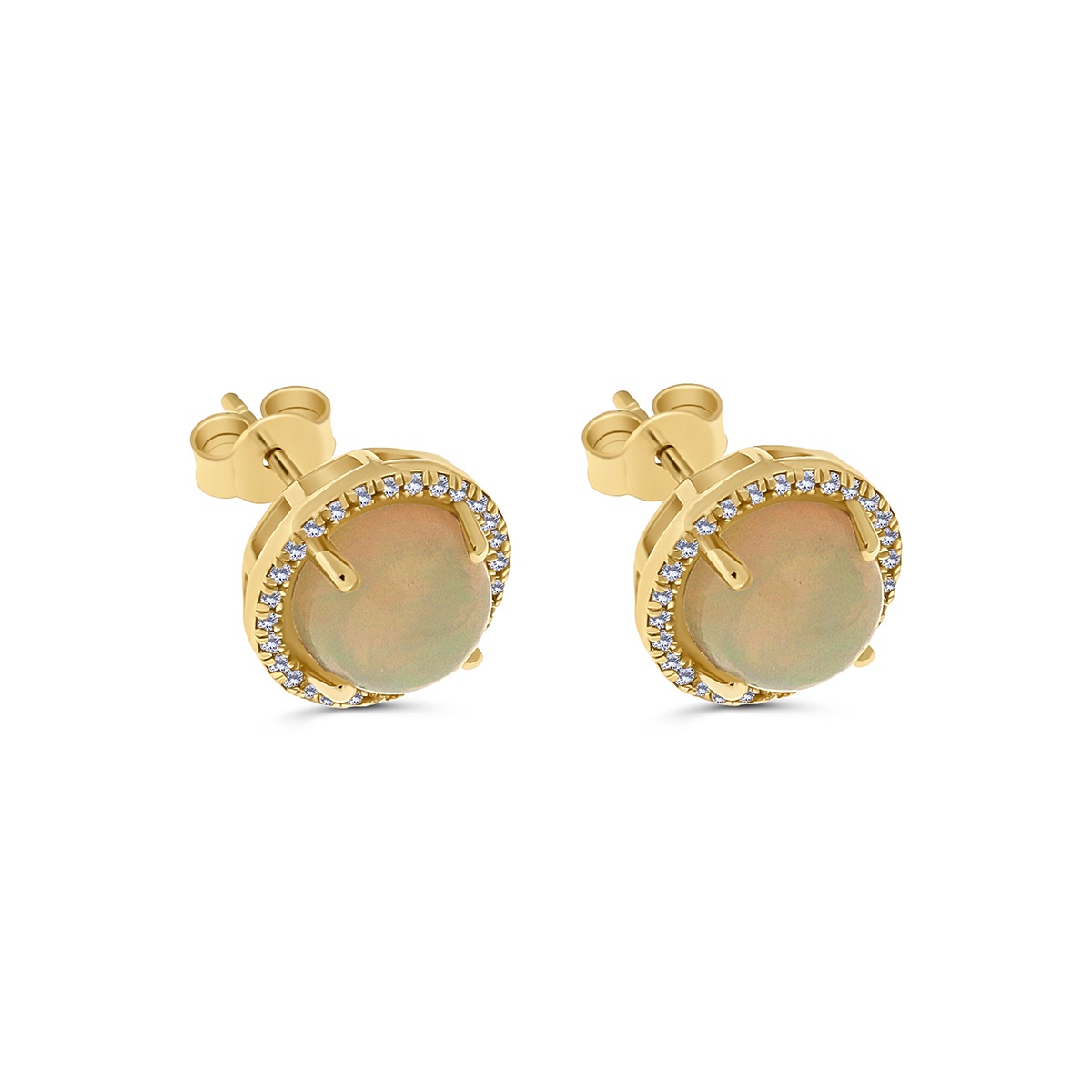 Cercei din aur de 14k cu opale naturale de 3.51 ct și diamante naturale de 0.20 ct - 1 | YEO