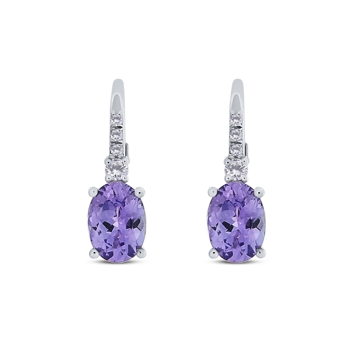 Cercei din aur de 18k cu diamante naturale de 0.11 ct și tanzanite naturale de 1.94 ct