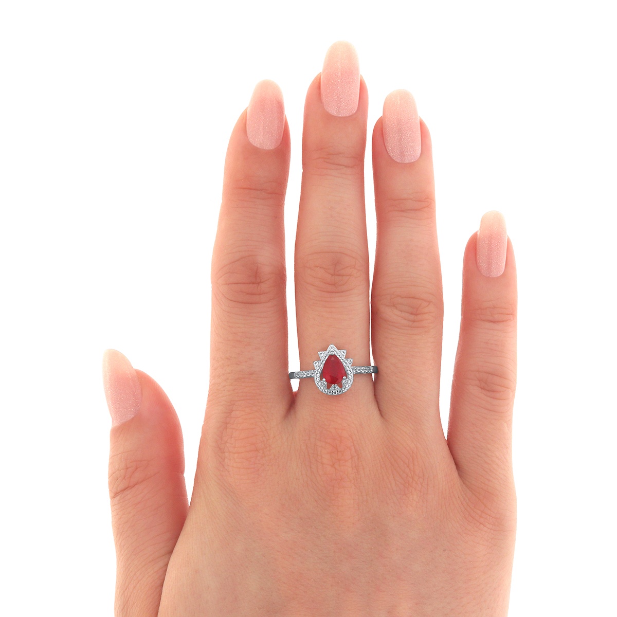 Inel din argint cu rubin și cubic zirconia - 1 | YEO