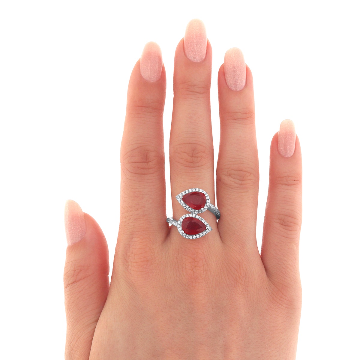 Inel din argint cu rubin și cubic zirconia - 1 | YEO