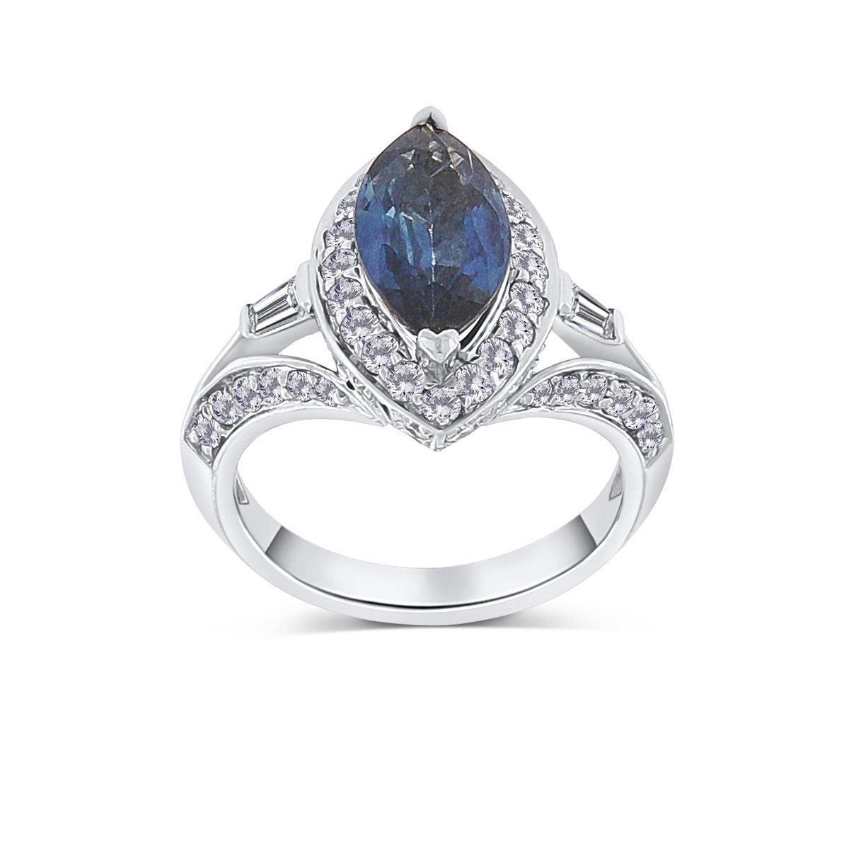 Inel din aur 18k cu diamante naturale de 0.70 ct și safir natural de 1.50 ct - 2 | YEO