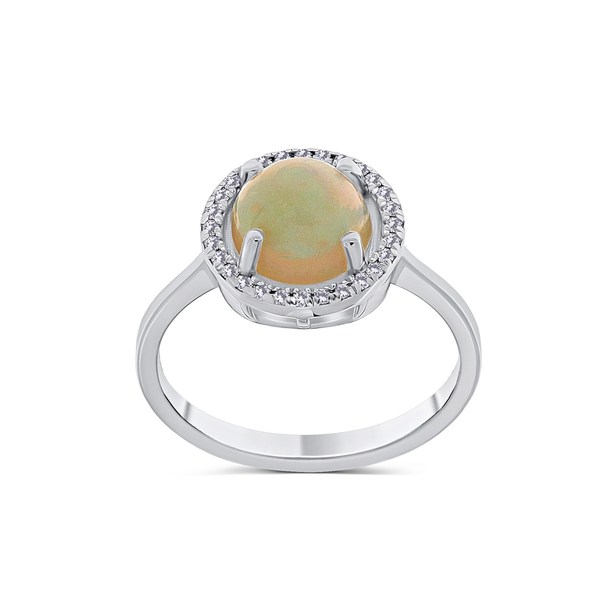 Inel din aur de 14k cu opal natural de 1.30 ct și diamante naturale de 0.10 ct - 2 | YEO