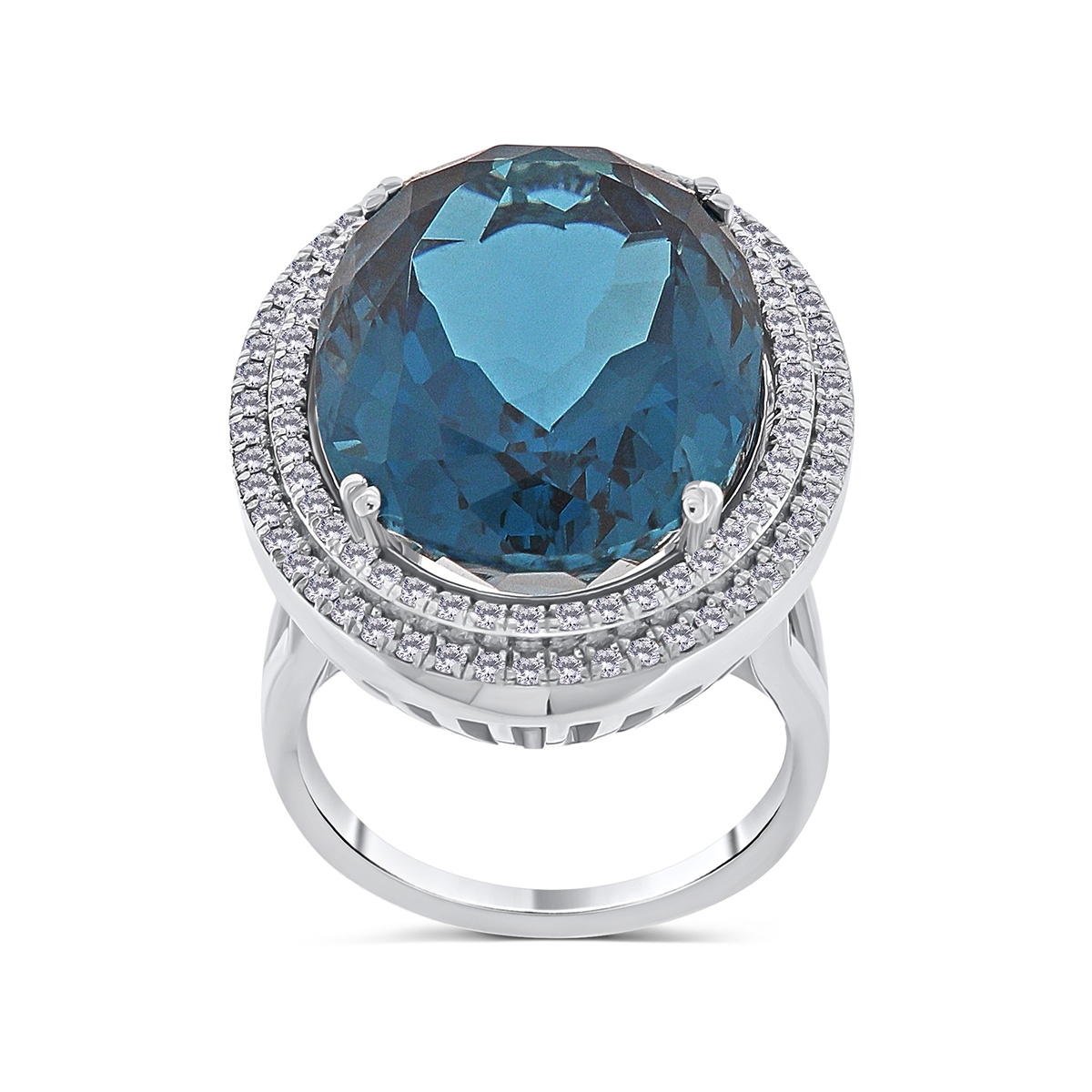Inel din aur de 14k cu topaz natural de 25.38 ct și diamante naturale de 0.57 ct - 1 | YEO