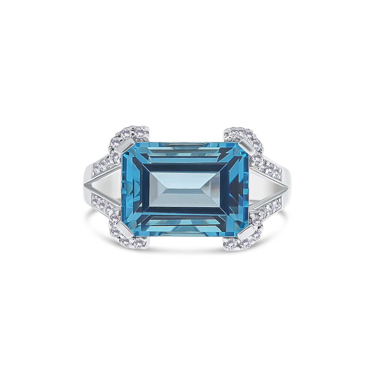 Inel din aur de 14k cu topaz natural de 6.10 ct și diamante naturale de 0.28 ct - 1 | YEO