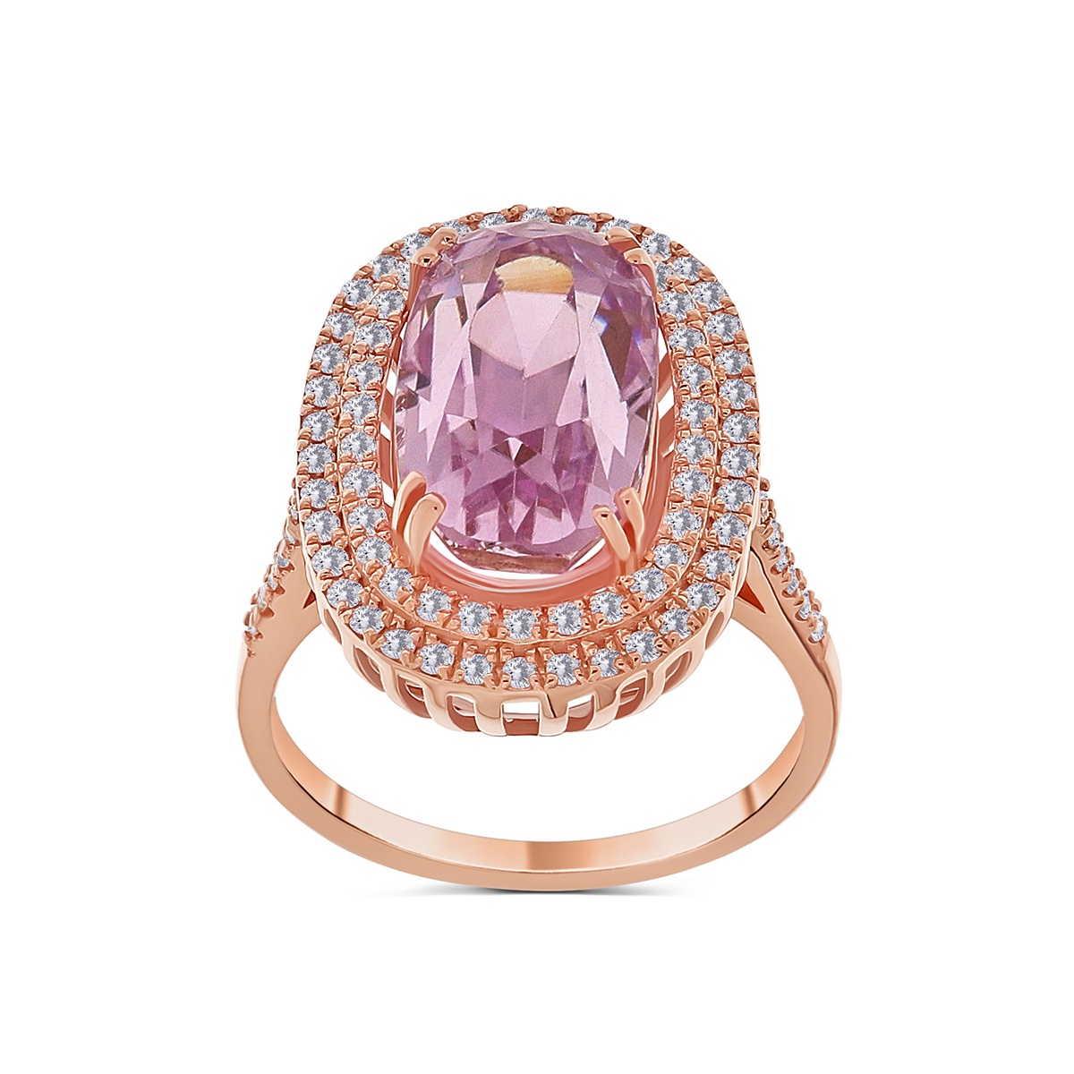 Inel din aur de 18k cu kunzit natural de 6.61 ct și diamante naturale de 0.45 ct - 2 | YEO