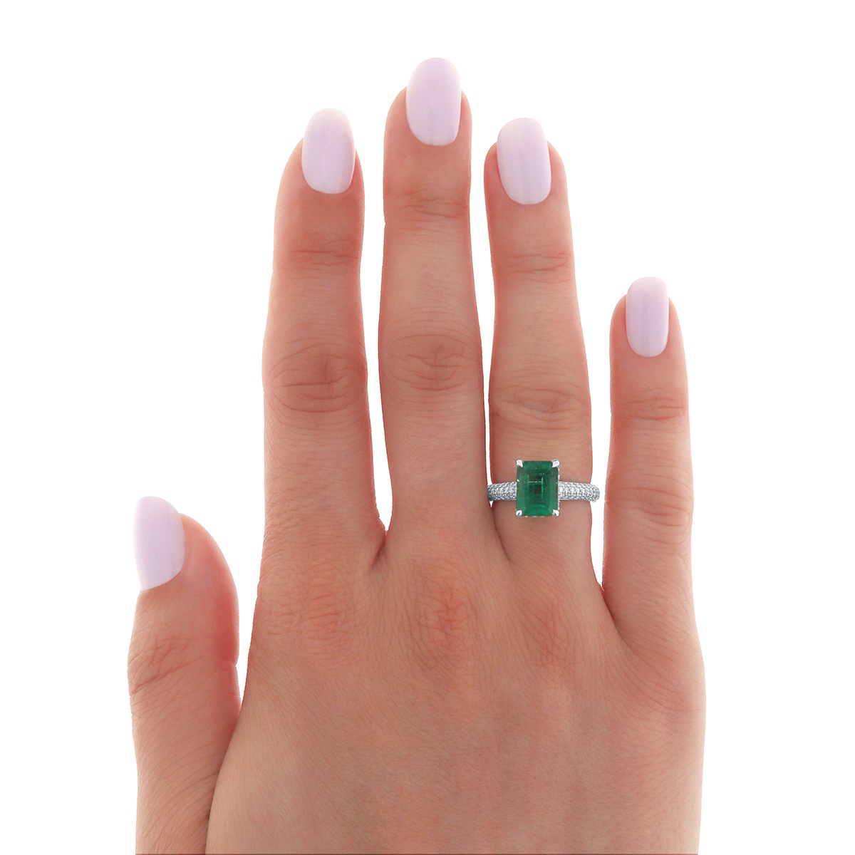 Inel din aur de 18k cu smarald natural de 2.42 ct și diamante naturale de 0.52 ct - 3 | YEO