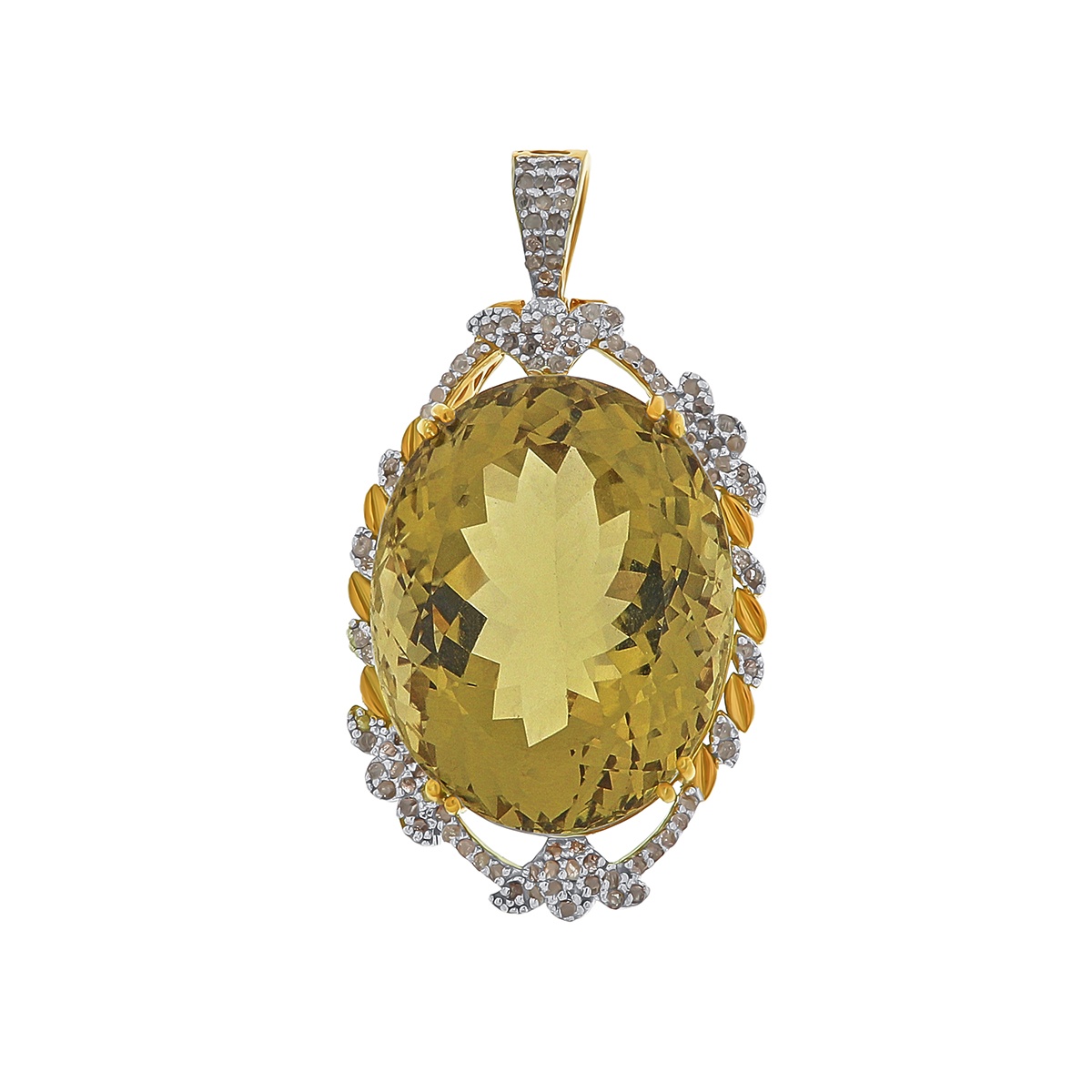 Pandantiv din argint cu piatră de cuarț natural și diamante naturale