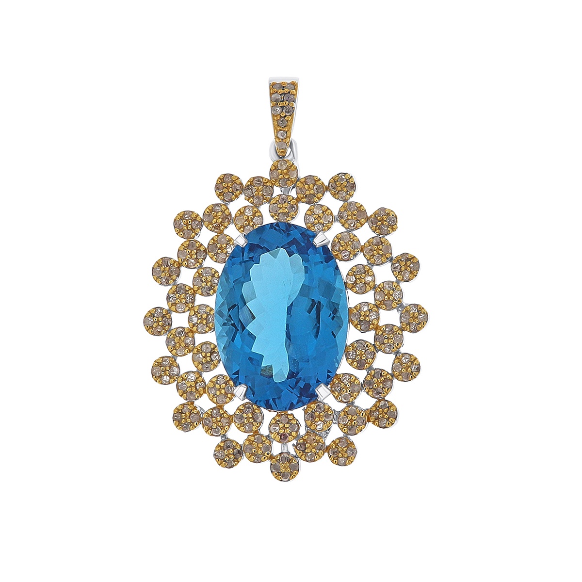 Pandantiv din argint cu topaz natural și diamante naturale