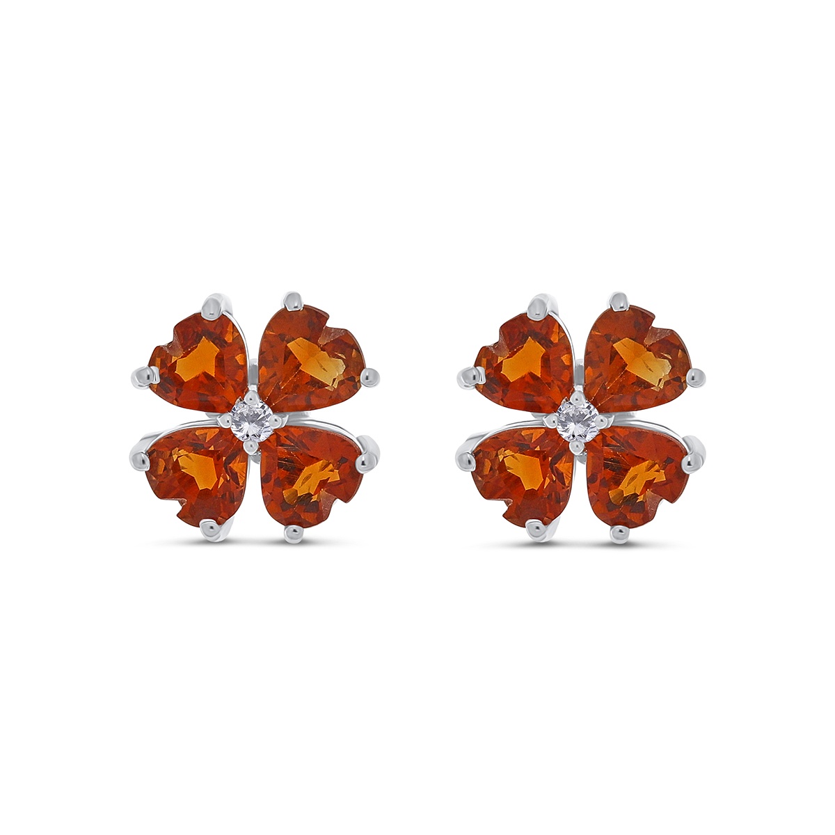 Cercei din aur de 14k cu citrine naturale de 3.32 ct și diamante naturale de 0.07 ct