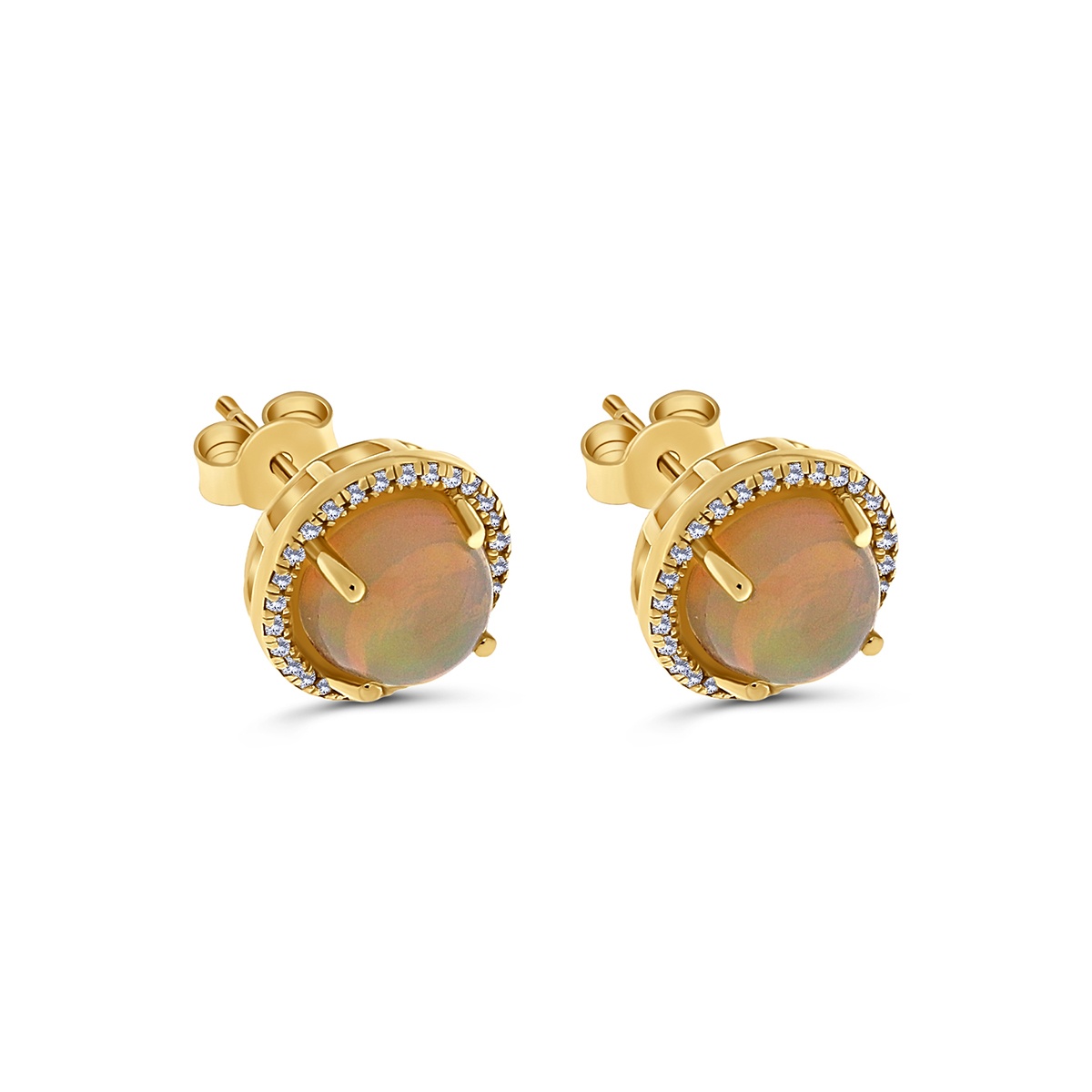 Cercei din aur de 14k cu opale naturale de 3.24 ct și diamante naturale de 0.20 ct - 1 | YEO