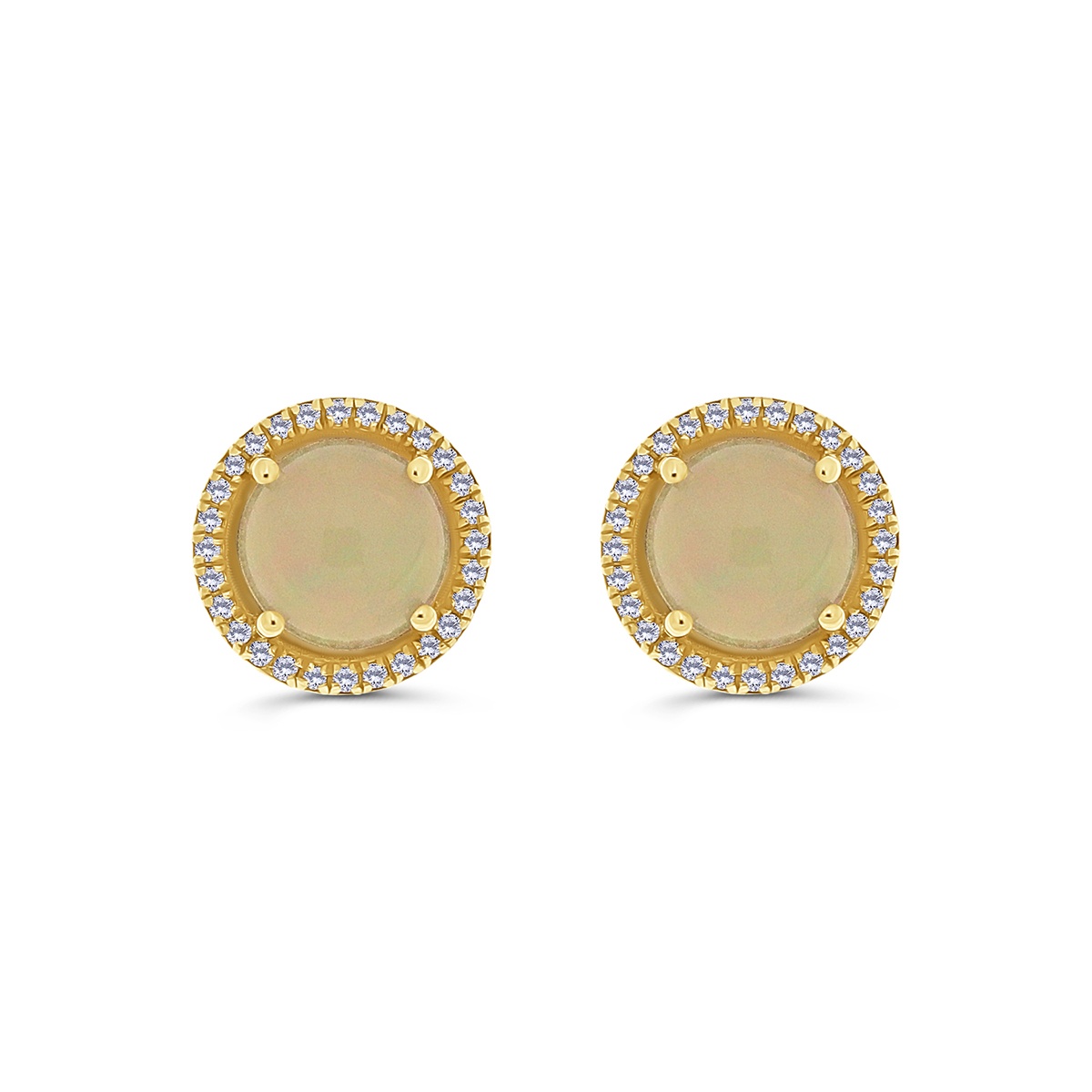 Cercei din aur de 14k cu opale naturale de 3.51 ct și diamante naturale de 0.20 ct