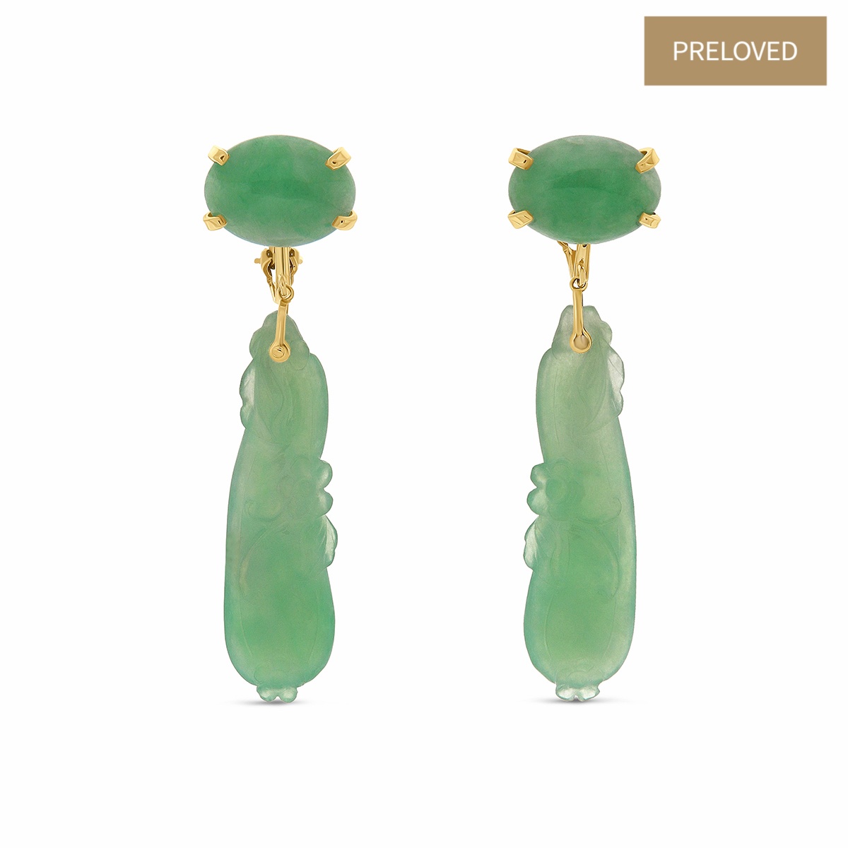 Cercei din aur de 9k cu jadeite naturale