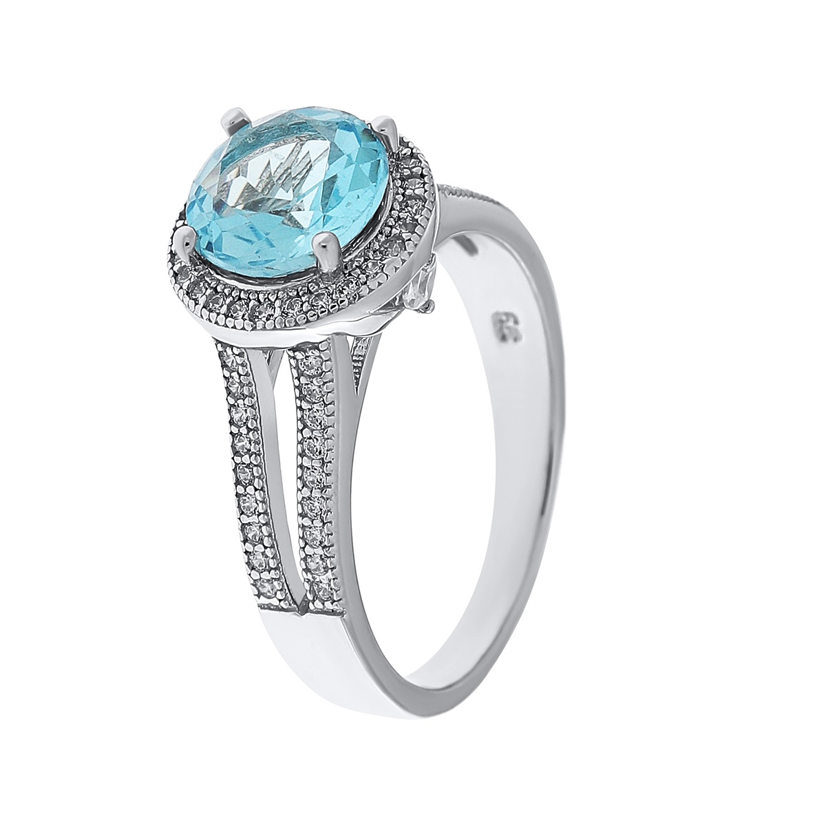 Inel din argint cu topaz și cubic zirconia