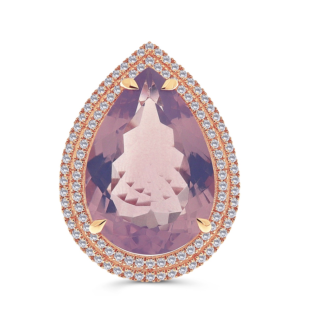 Inel din aur de 14k cu cuarț lavantă natural de 14.82 ct și diamante naturale de 0.80 ct - 1 | YEO
