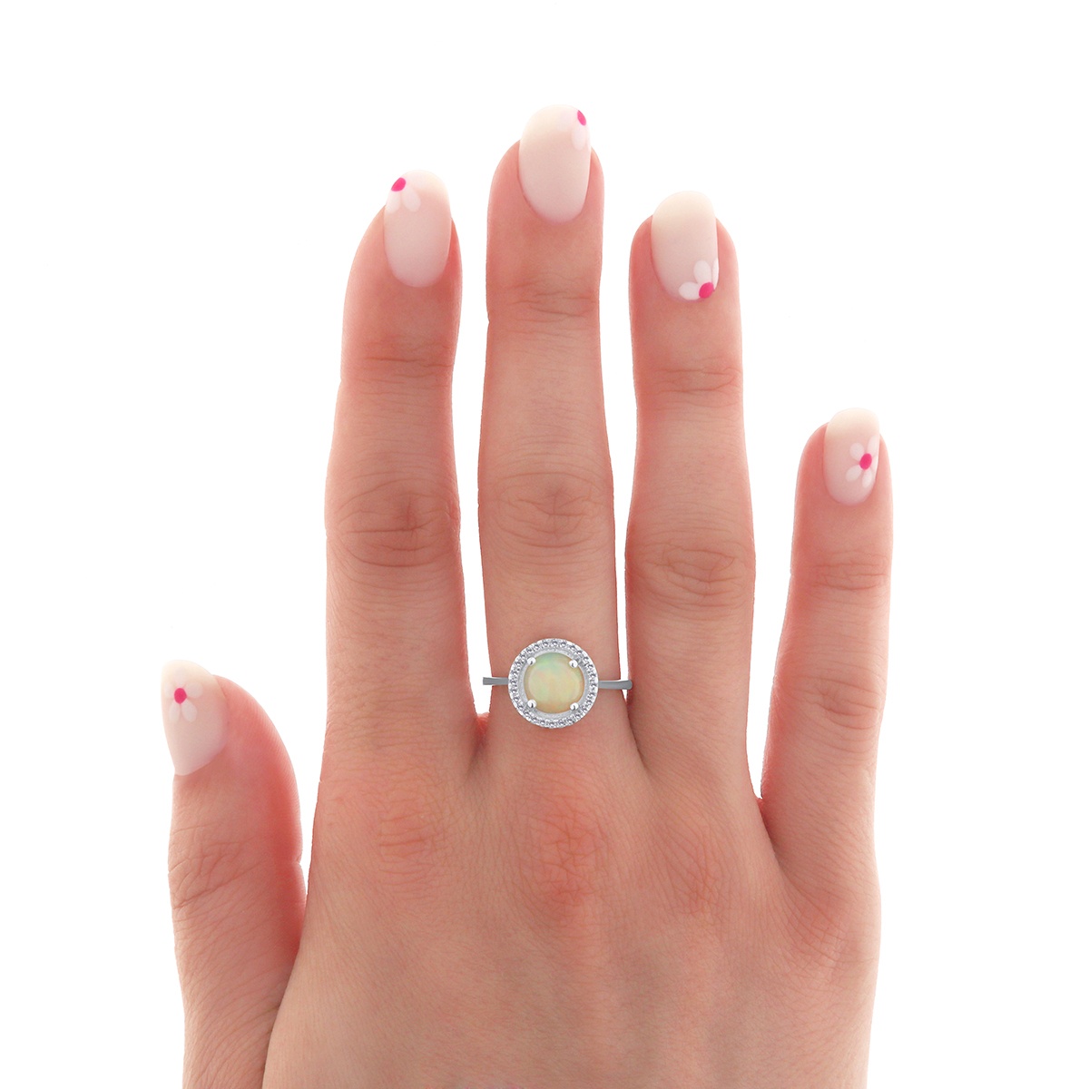 Inel din aur de 14k cu opal natural de 1.30 ct și diamante naturale de 0.10 ct - 3 | YEO