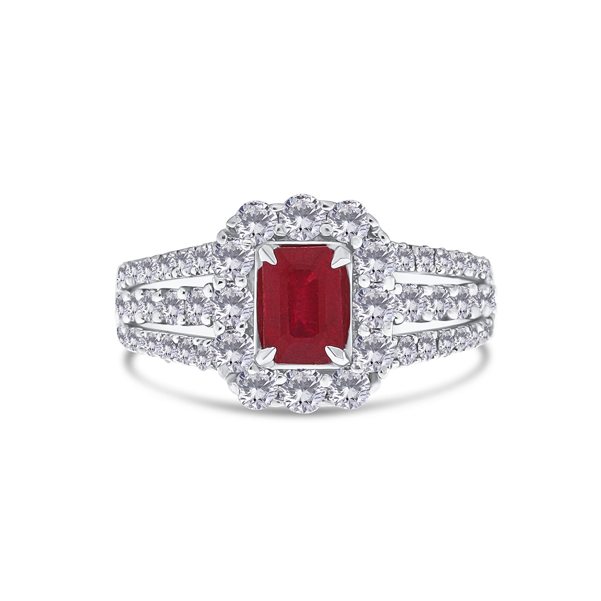 Inel din aur de 14k cu rubin natural de 0.74 ct și diamante naturale de 1.36 ct - 1 | YEO