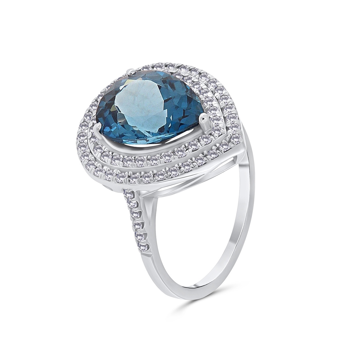 Inel din aur de 14k cu safir natural de 4.07 ct si diamante naturale de 0.45 ct
