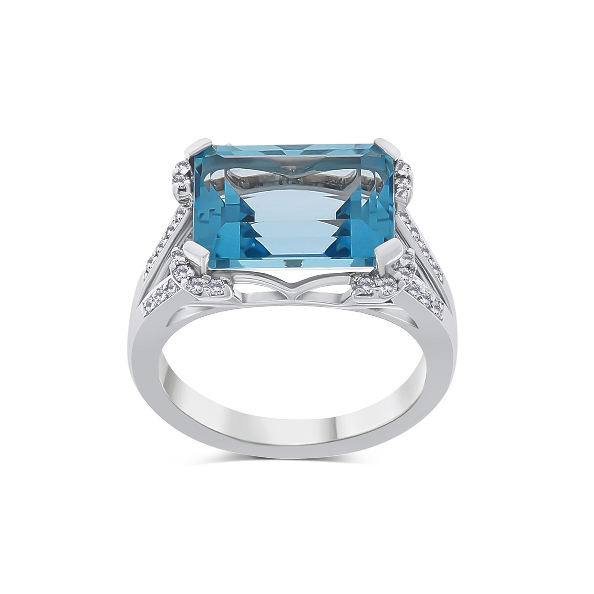 Inel din aur de 14k cu topaz natural de 6.10 ct și diamante naturale de 0.28 ct - 2 | YEO