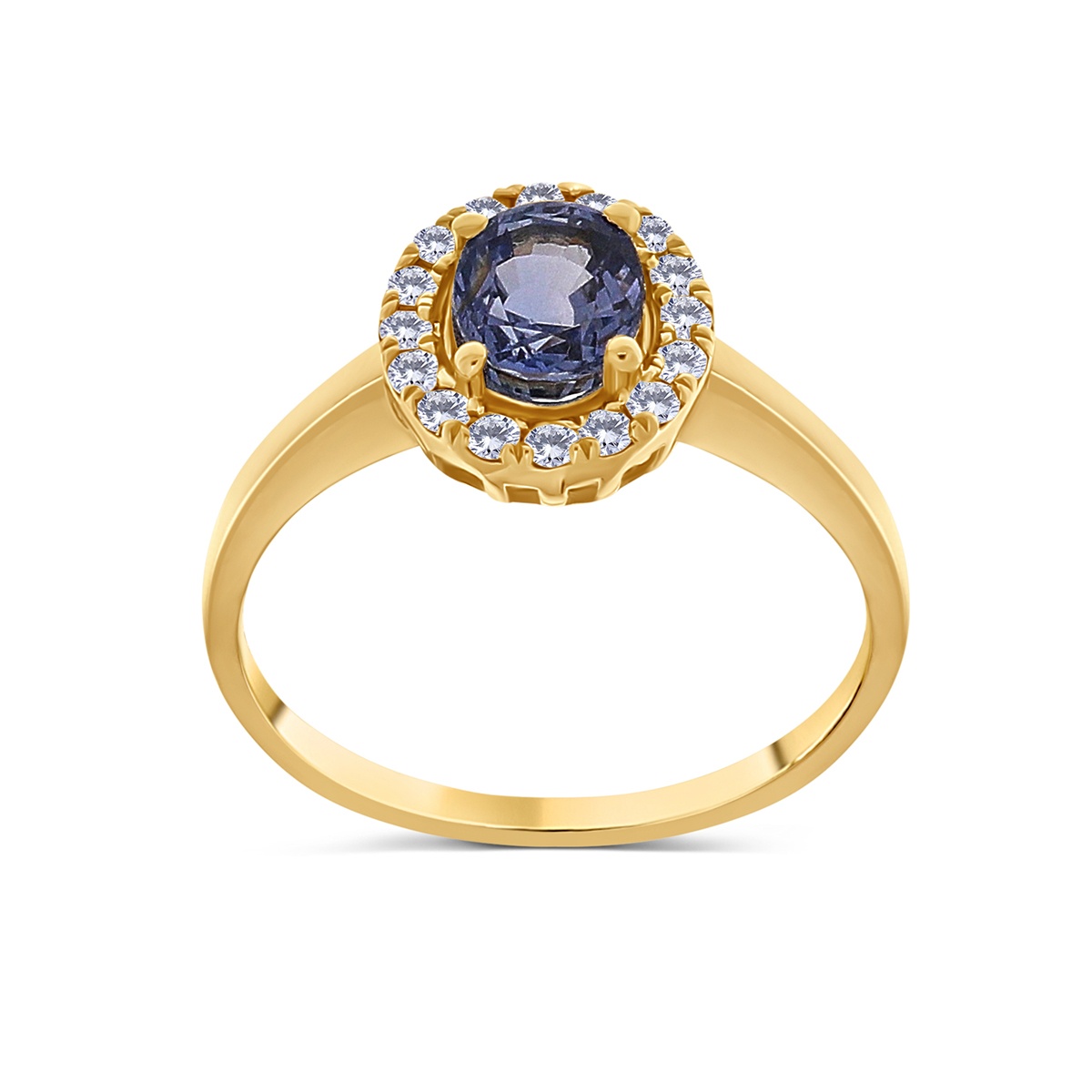 Inel din aur de 18k cu diamante naturale de 0.18 ct și safir natural de 1.57 ct - 1 | YEO