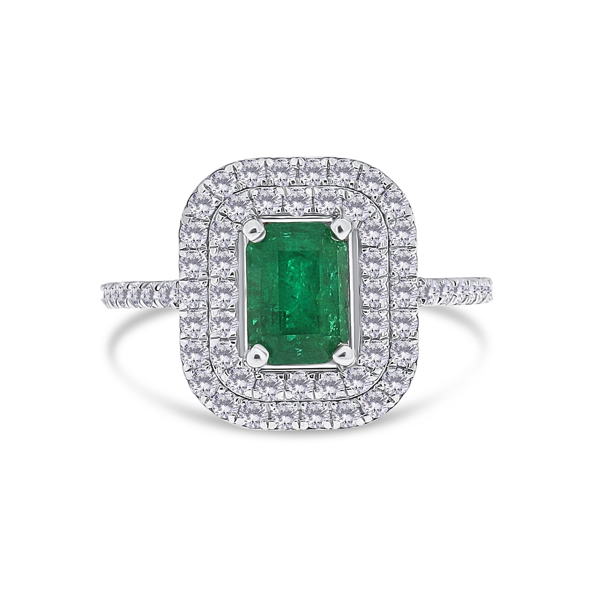 Inel din aur de 18k cu diamante naturale de 0.50 ct și smarald natural de 1.34 ct - 1 | YEO