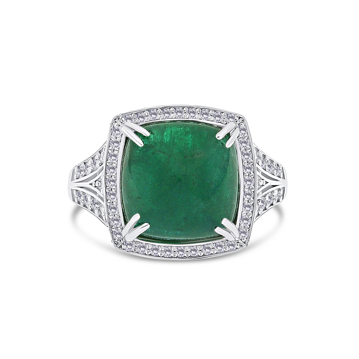 Inel din aur de 18k cu diamante naturale de 0.77 ct și smarald natural de 8.44 ct - 1 | YEO