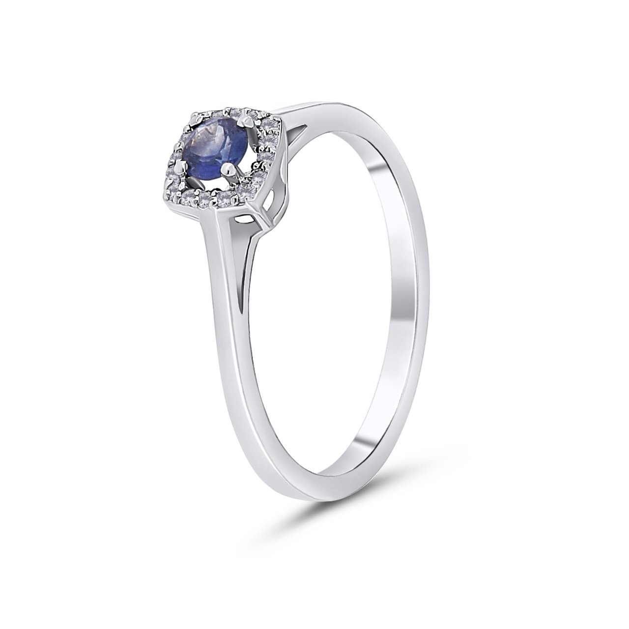 Inel din aur de 18k cu safir natural de 0.21 ct și diamante naturale de 0.06 ct