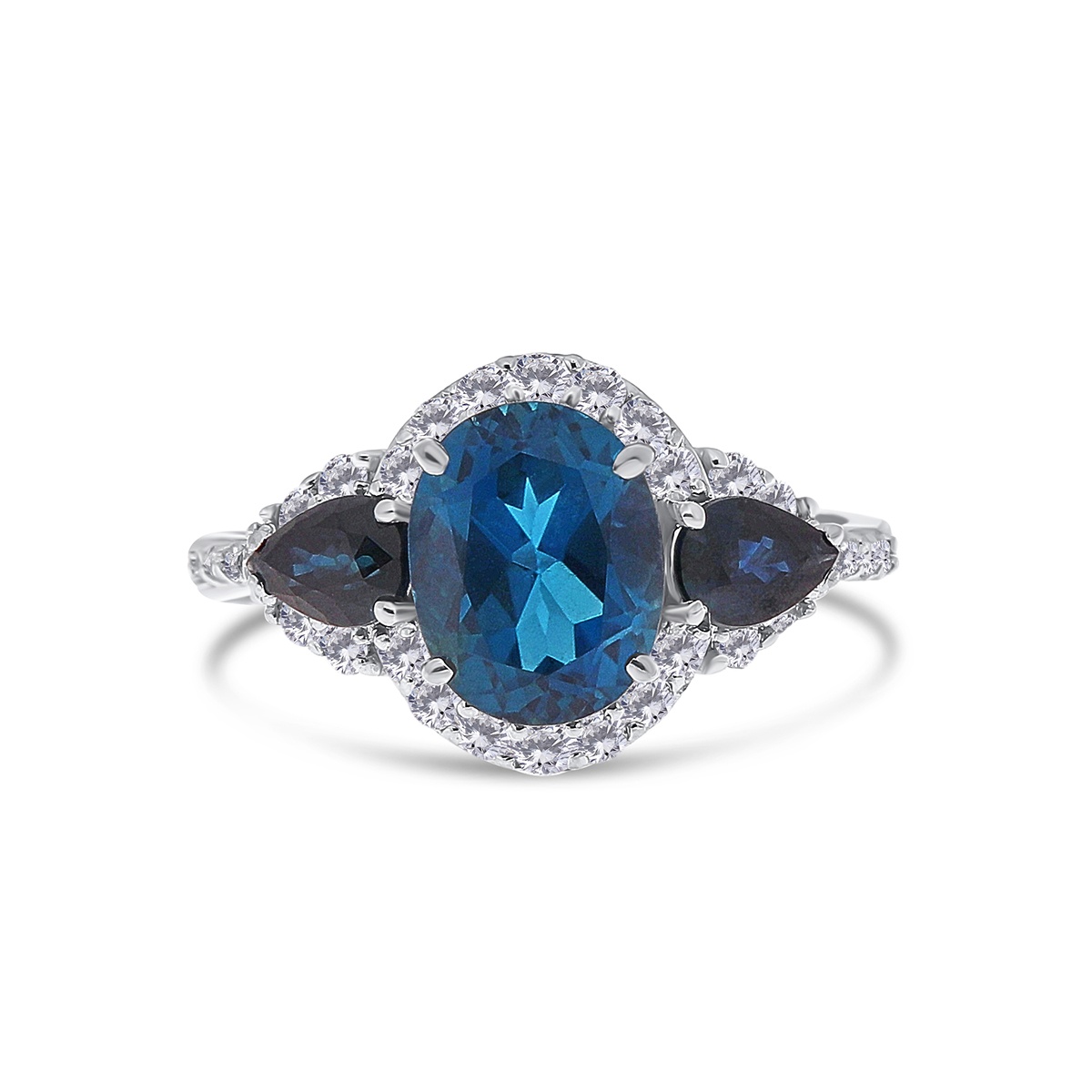 Inel din aur de 18k cu topaz natural de 2.36 ct, safire naturale de 0.80 ct și diamante naturale de 0.52 ct - 1 | YEO