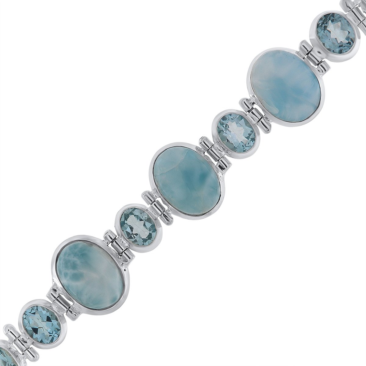 Brățară din argint cu larimar şi topaz - 2 | YEO