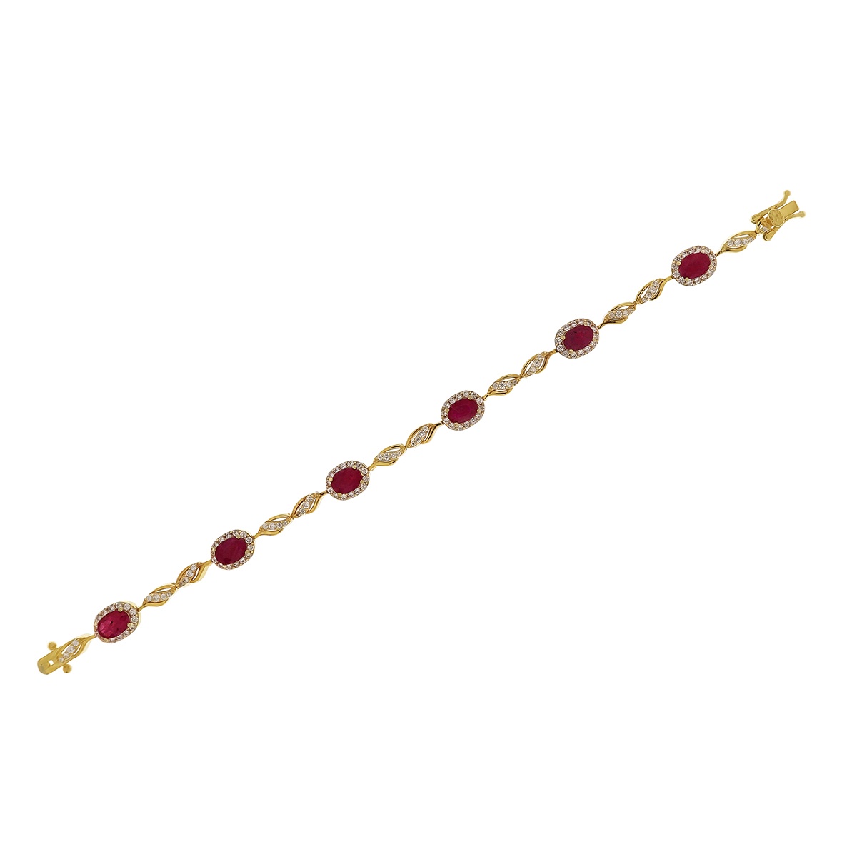 Bratara din argint cu rubin și cubic zirconia - 1 | YEO