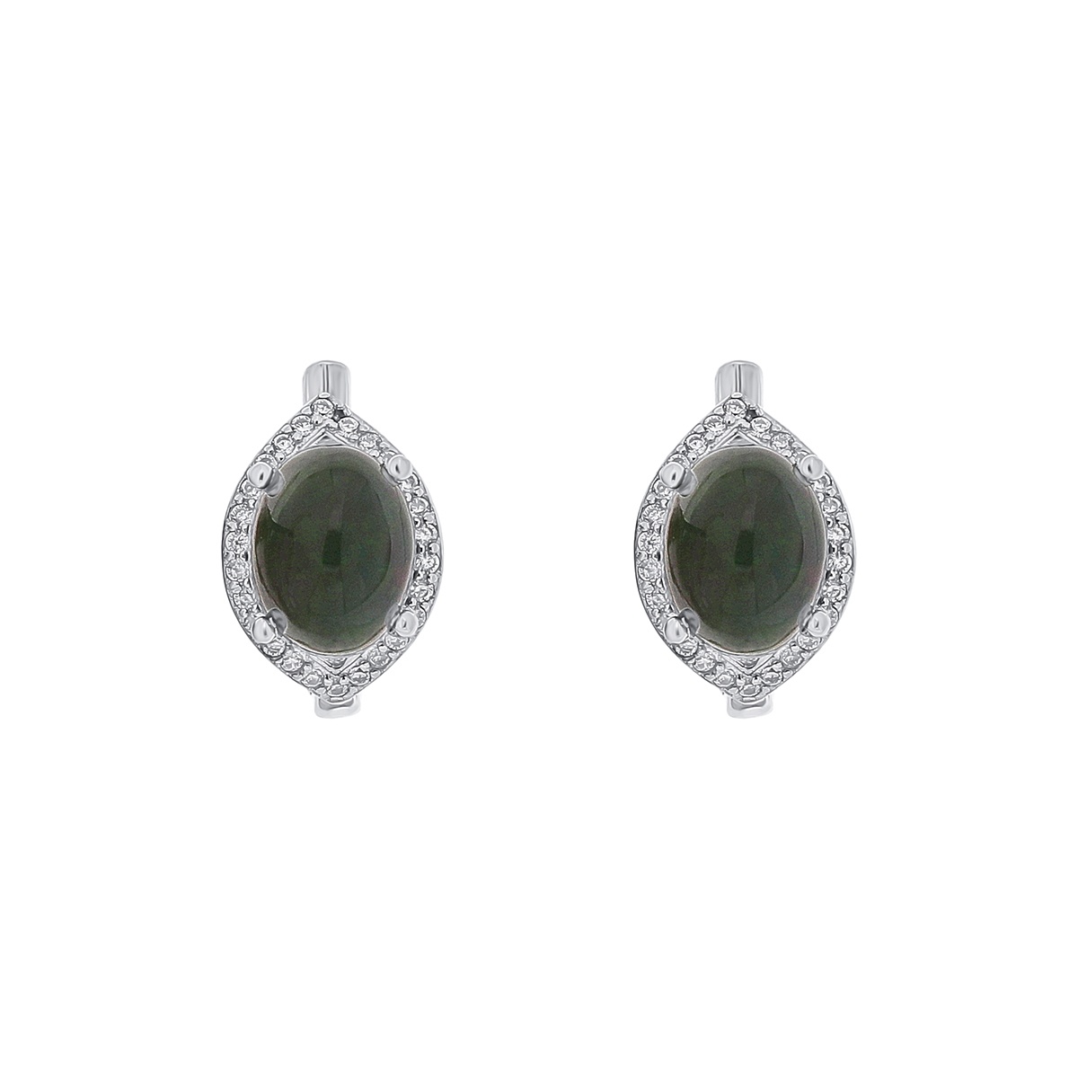 Cercei din argint cu opal și cubic zirconia