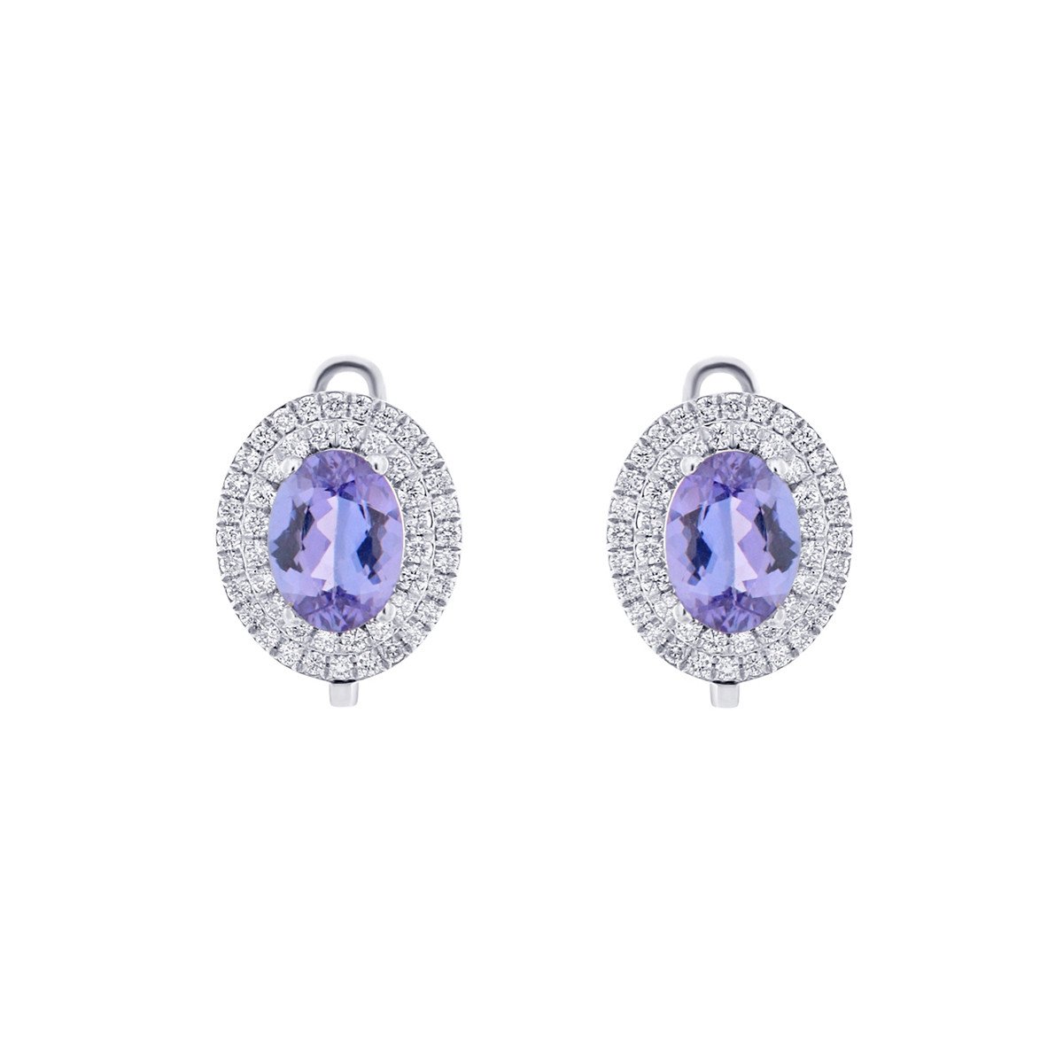 Cercei din aur alb de 18k cu tanzanite naturale si diamante naturale