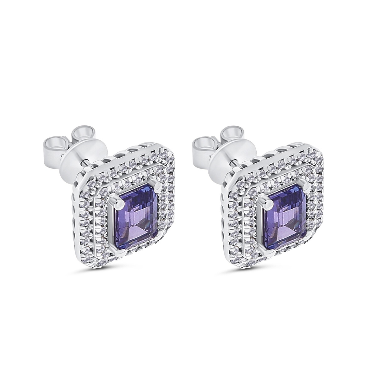 Cercei din aur de 18k cu tanzanite naturale de 2.31 ct și diamante naturale de 0.64 ct - 1 | YEO