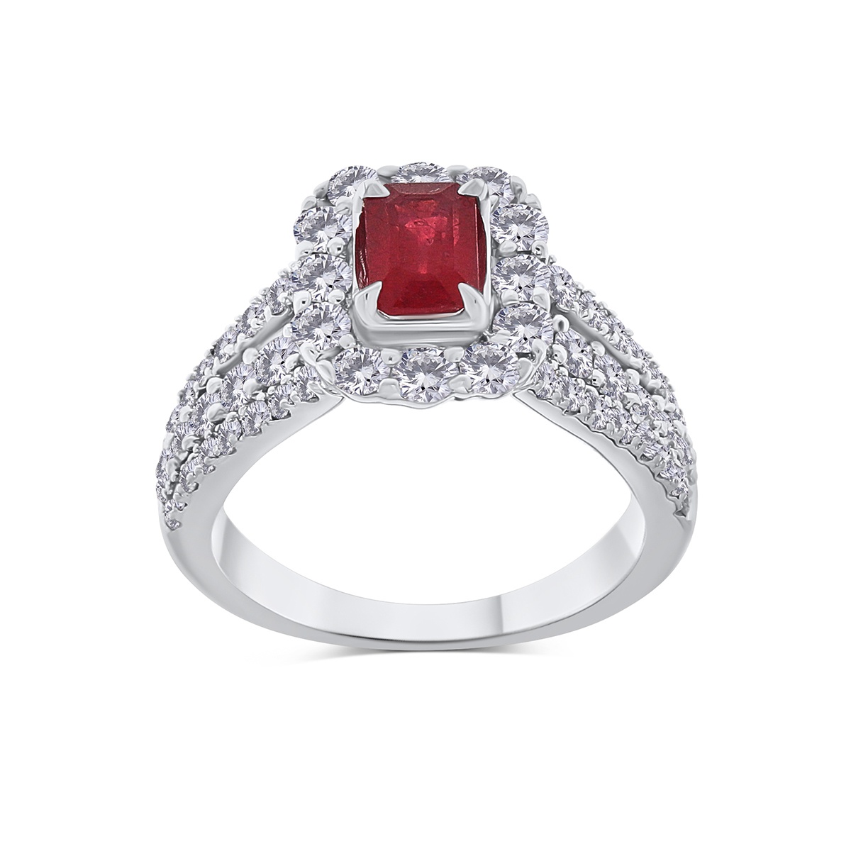 Inel din aur de 14k cu rubin natural de 0.74 ct și diamante naturale de 1.36 ct - 2 | YEO