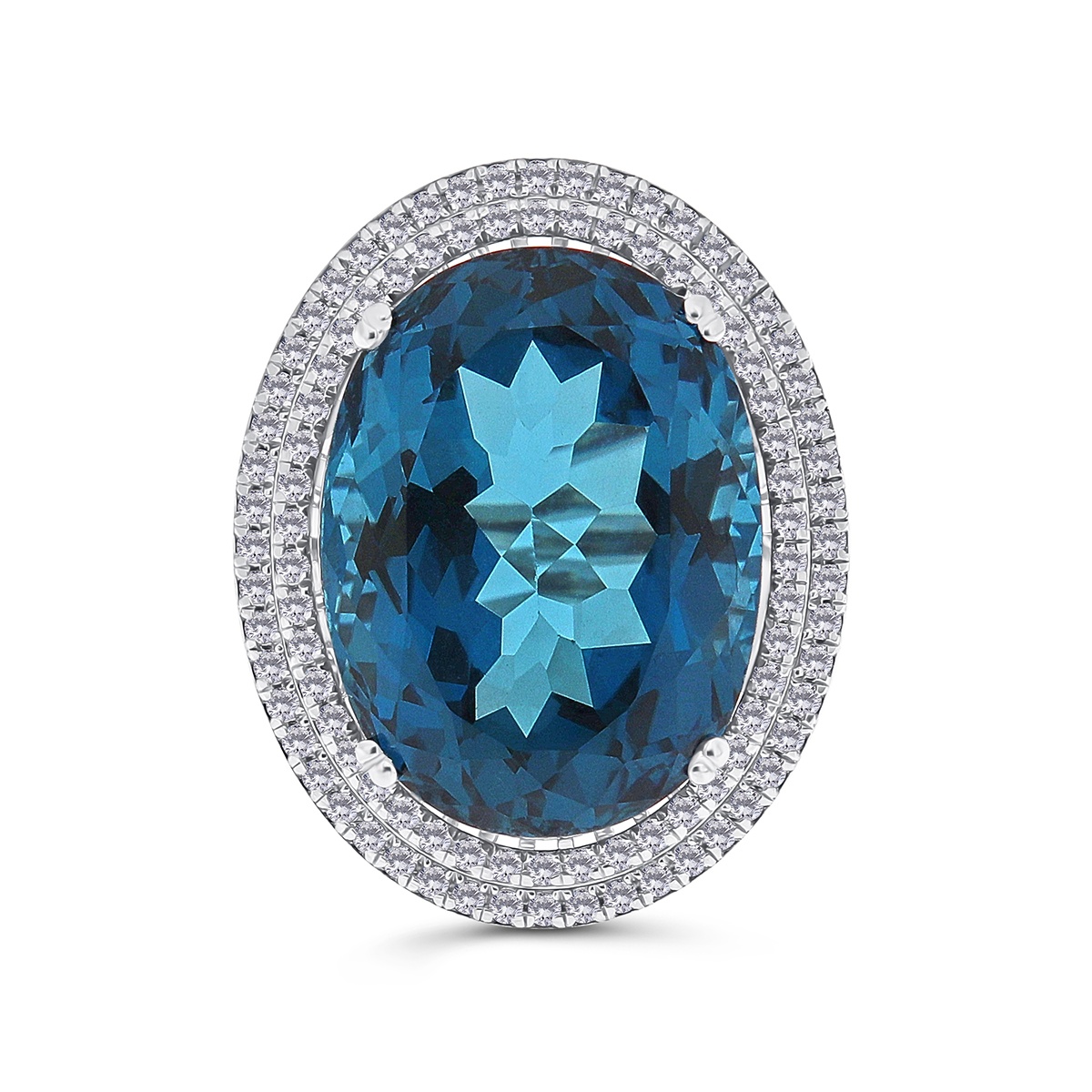 Inel din aur de 14k cu topaz natural de 25.38 ct și diamante naturale de 0.57 ct - 2 | YEO