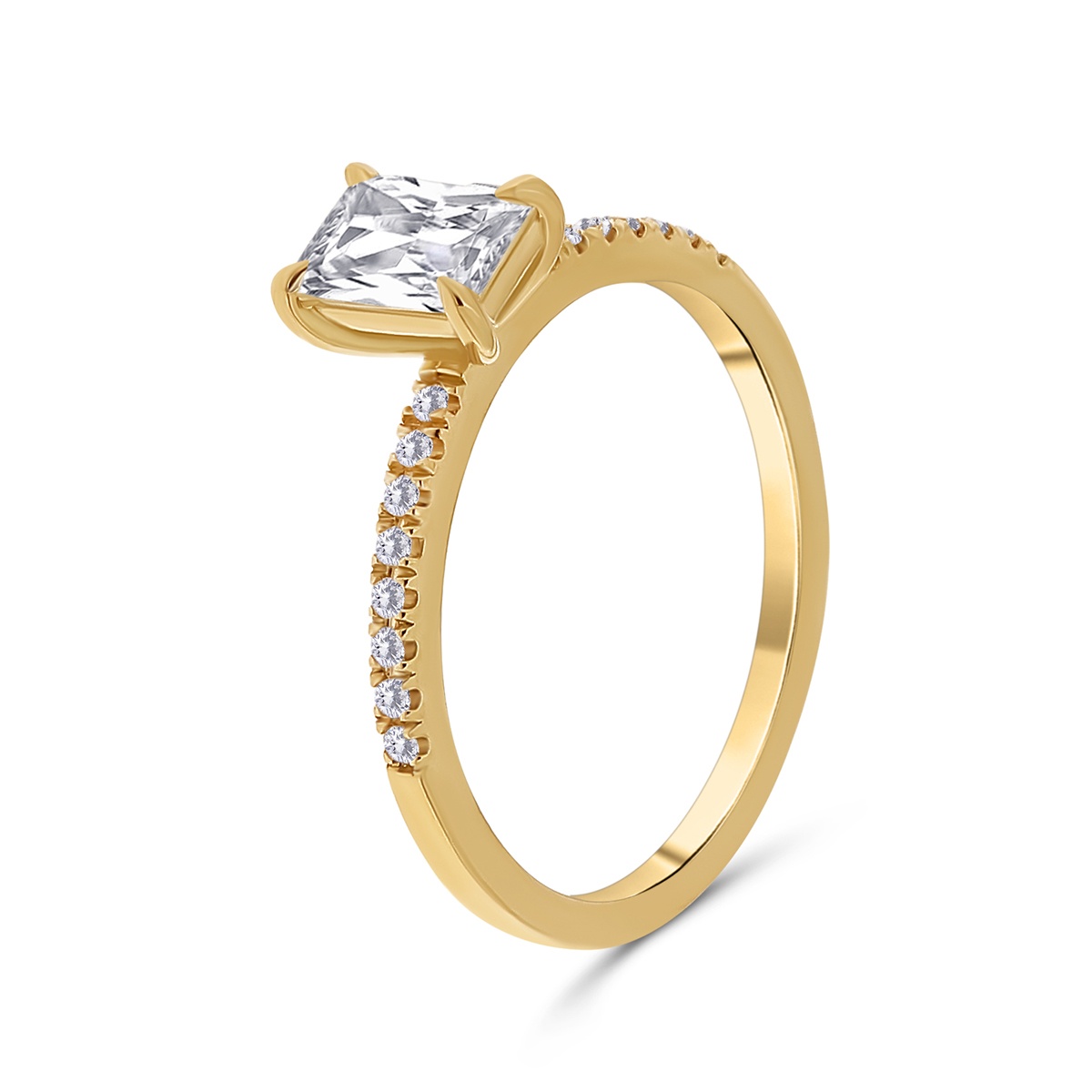 Inel din aur de 18k cu diamant natural de 0.62 ct și diamante naturale de 0.09 ct