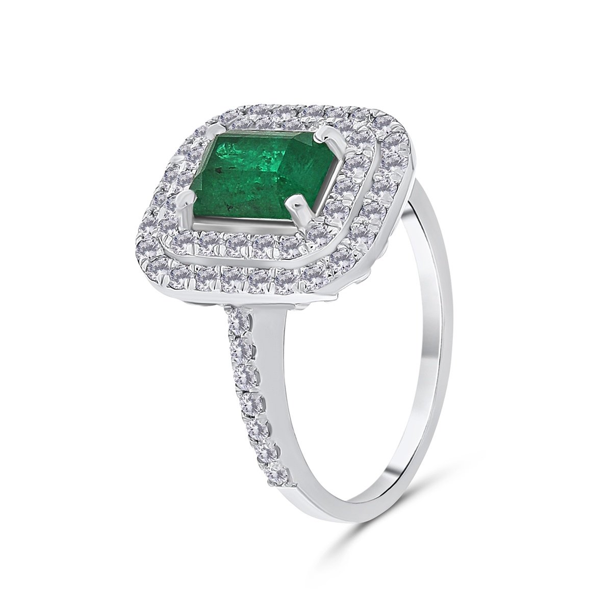Inel din aur de 18k cu diamante naturale de 0.50 ct si smarald natural de 1.34 ct